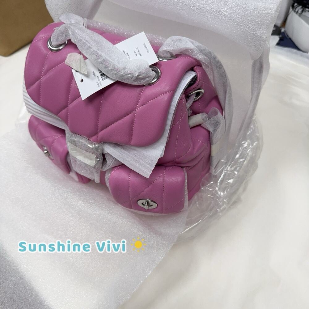 NWT Coach Tabby Backpack Pillow Quilting in Silver/Fuschia Nappa Leather CU076 - Picture 6 of 16